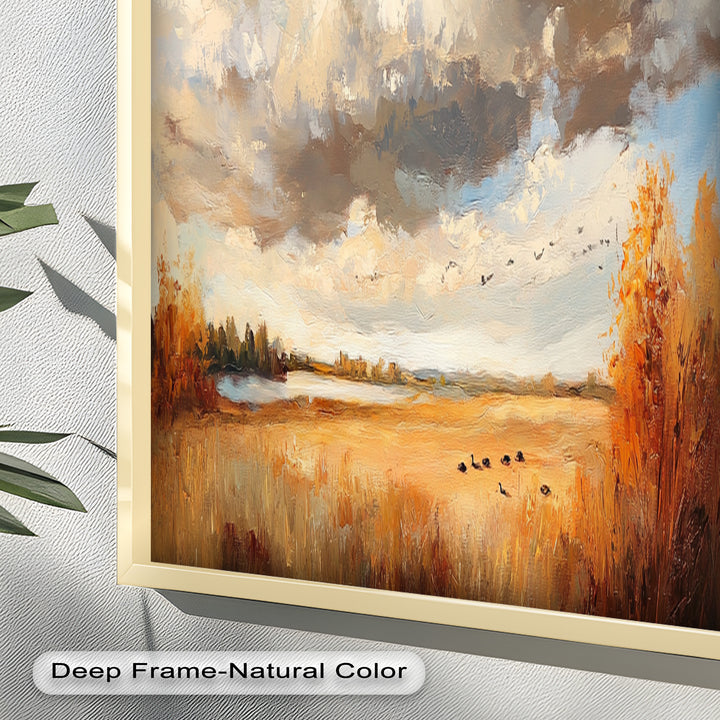 Autumn Meadow Wall Art – Impressionist Landscape Oil Painting