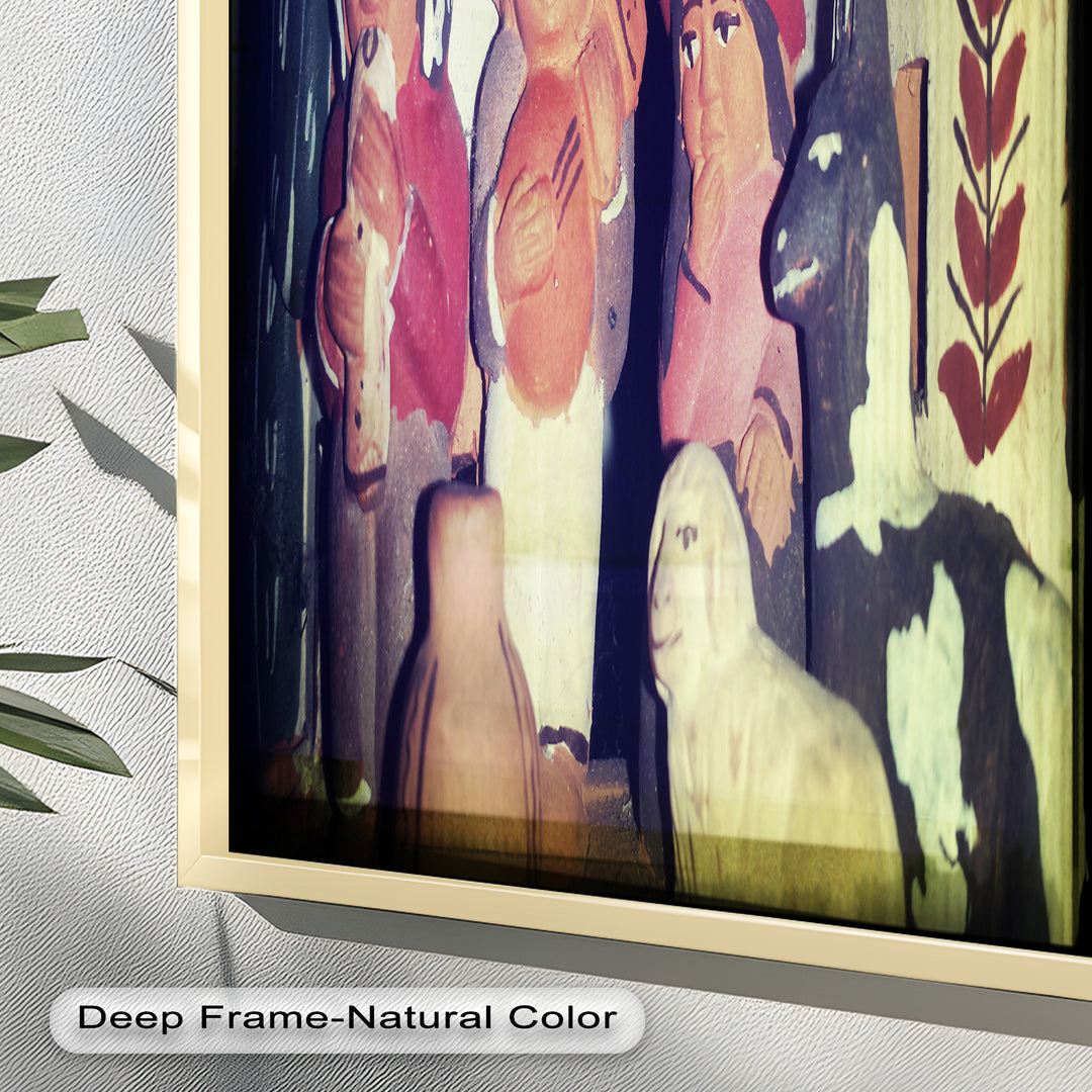 Village Harmony – Folk Clay Figures with Rustic Charm Oil Painting