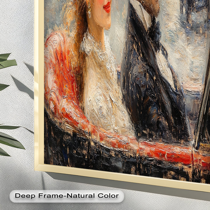 Charming Couple in a Vintage Car – Impressionist Oil Painting