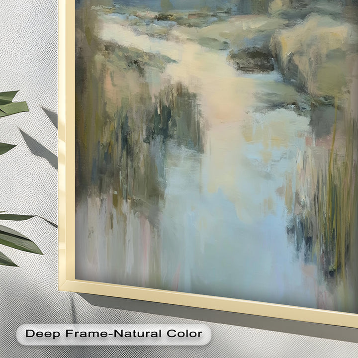 Pastel River Landscape - Framed Oil Painting