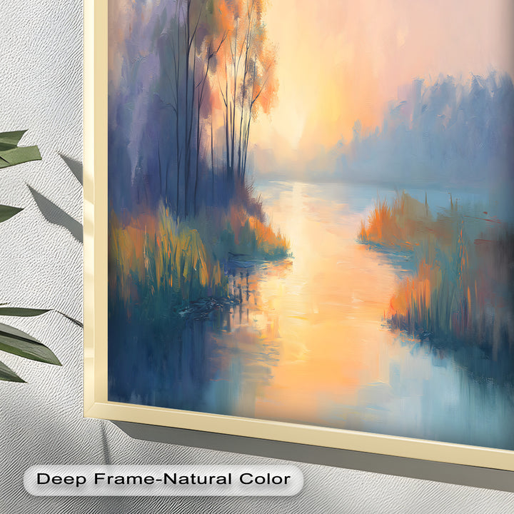 Sunrise on a Cold Morning – Framed Landscape Oil Painting
