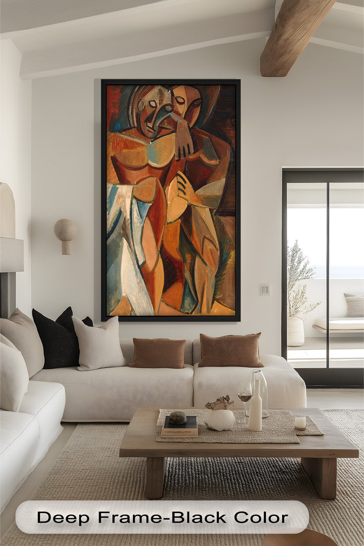 Abstract Embrace in Earth Tones - Picasso Oil Painting