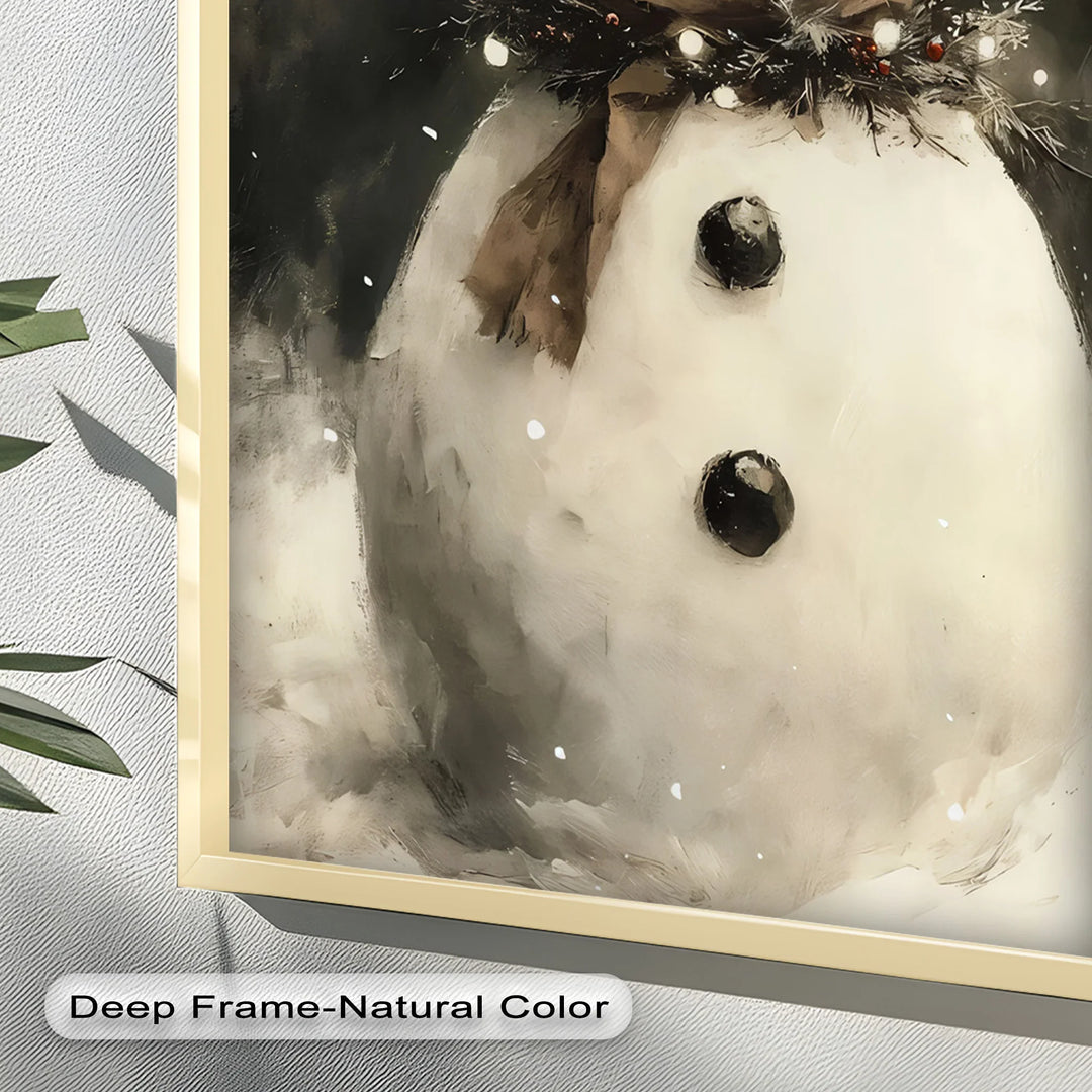Frosty Cheer – Snowman in Winter Wonderland Oil Painting - MyPhotoStation