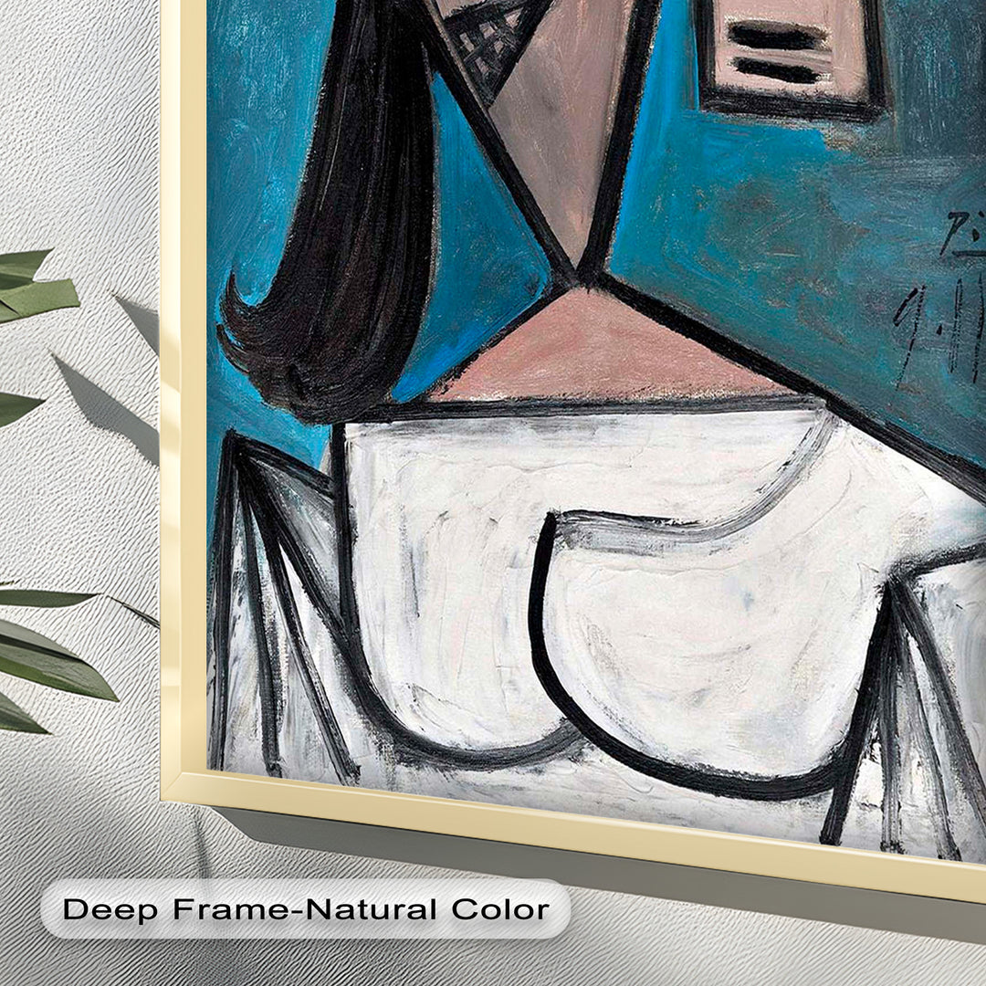 Angular Expression – Cubist Woman in White Dress Picasso Oil Painting