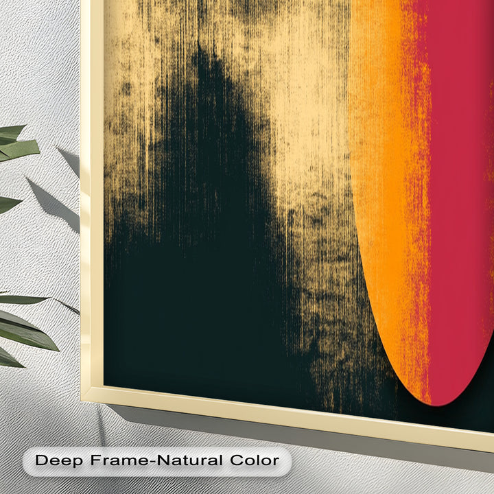 Rot &amp; Orange Eclipse Art – Minimalistisches Ölgemälde