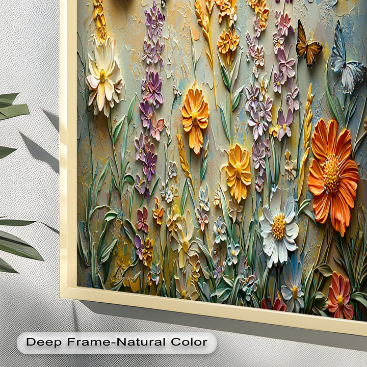 Abstract Floral Butterflies – Modern Oil Painting