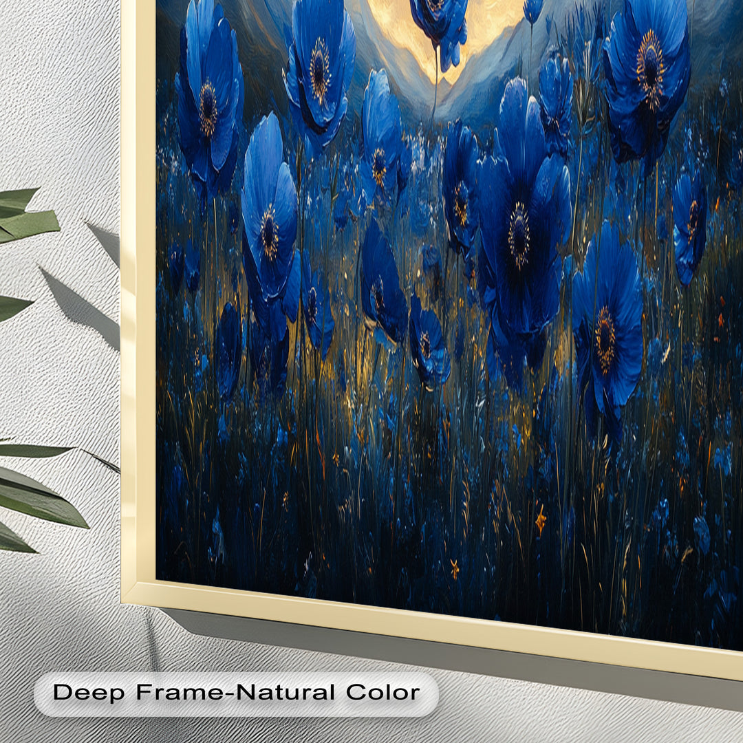 Blue Poppies Beneath a Twilight Sky - Flower Oil Painting