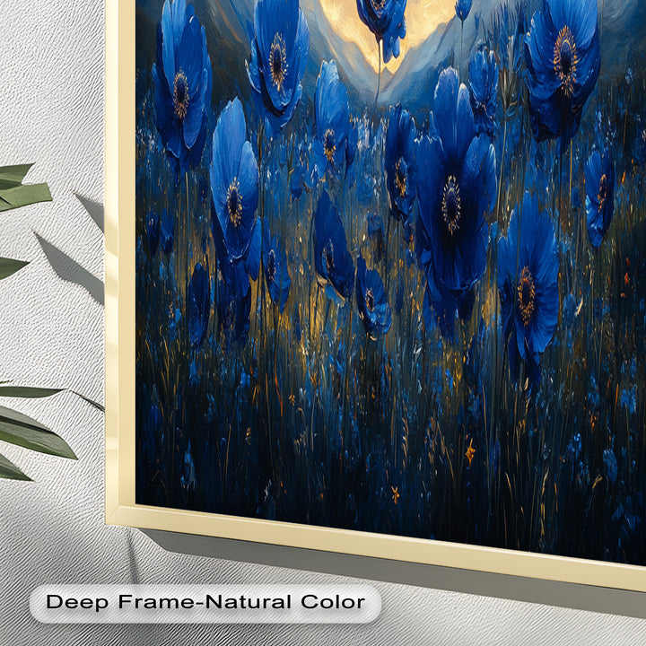 Blue Poppies Beneath a Twilight Sky - Flower Oil Painting