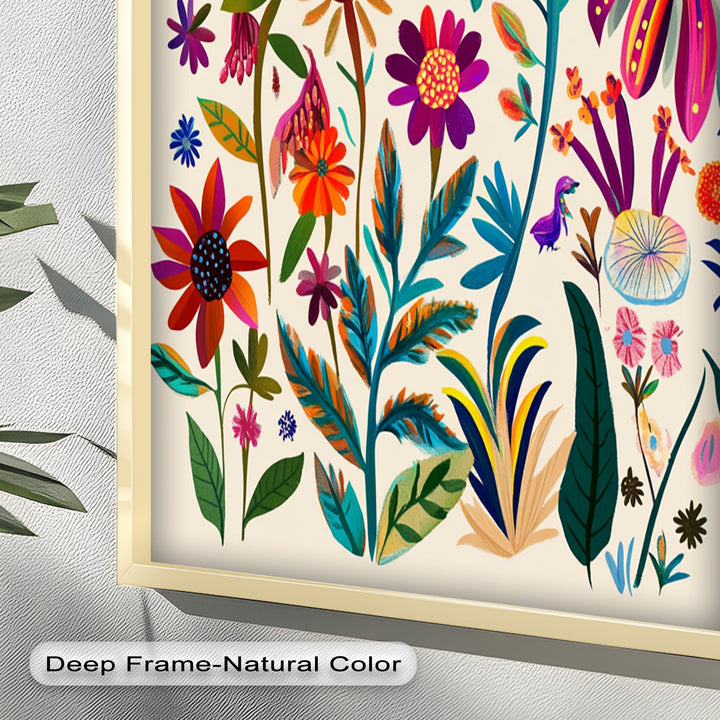Wild Bloom Symphony – Vibrant Botanical Oil Painting