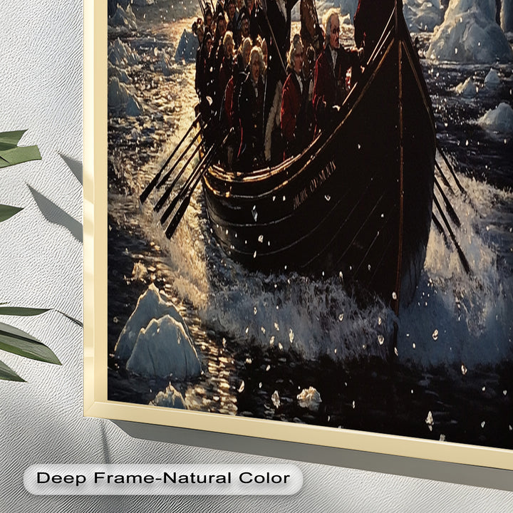 Crossing the Ice – Patriotic Revolutionary Boat Oil Painting