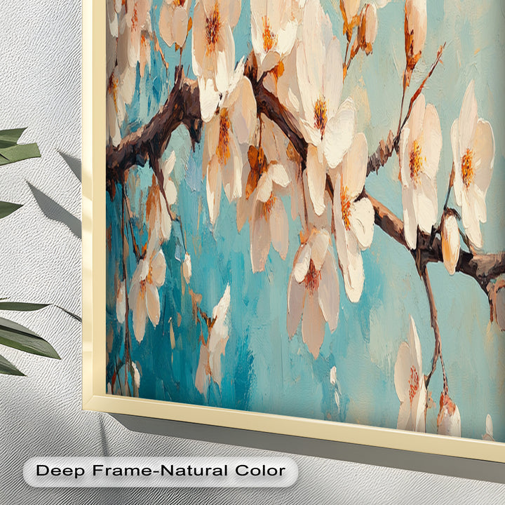 White Cherry Blossoms Wall Art – Floral Oil Painting