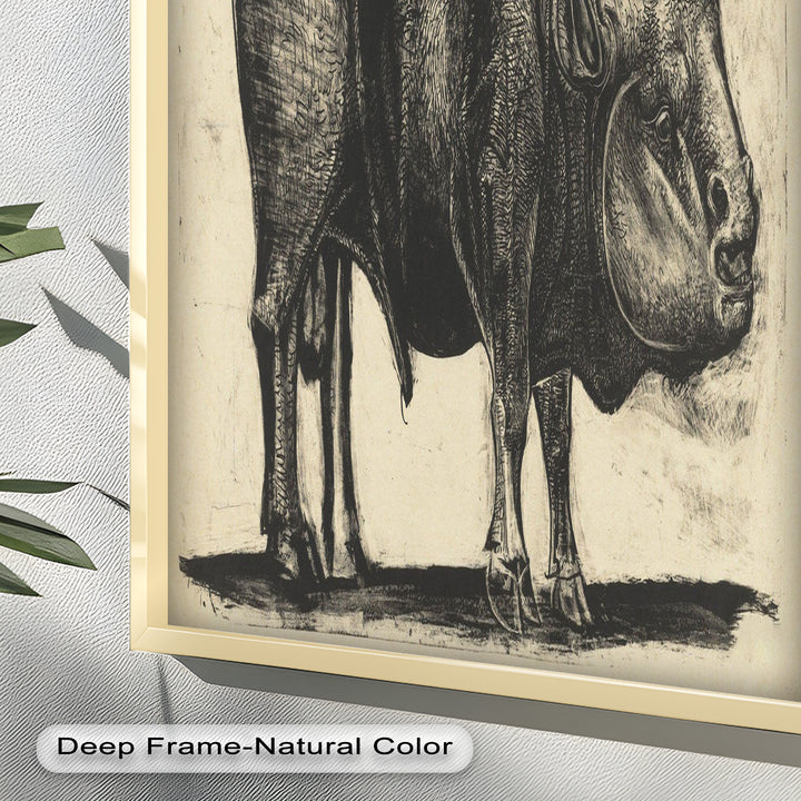 Expressive Bull Figure with Bold Linework – Figurative Oil Painting