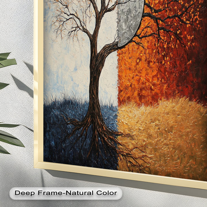 Duality of Seasons – Abstract Tree Oil Painting