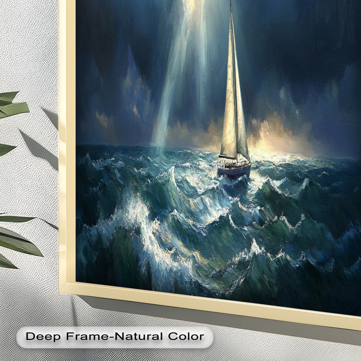 Stormy Horizon – Boat Oil Painting