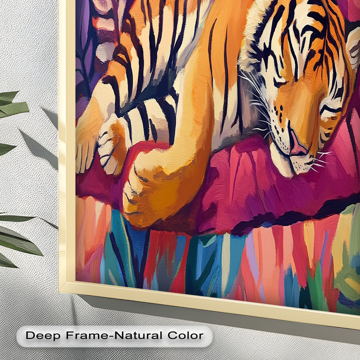 Resting Tiger Oil Painting – Fauvist Jungle Art