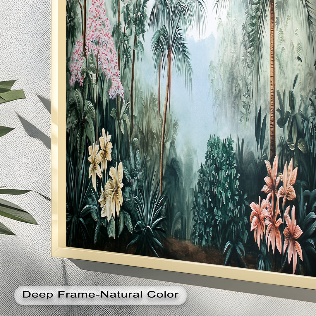 Floral Tropics Oasis – Palm Tree Oil Painting