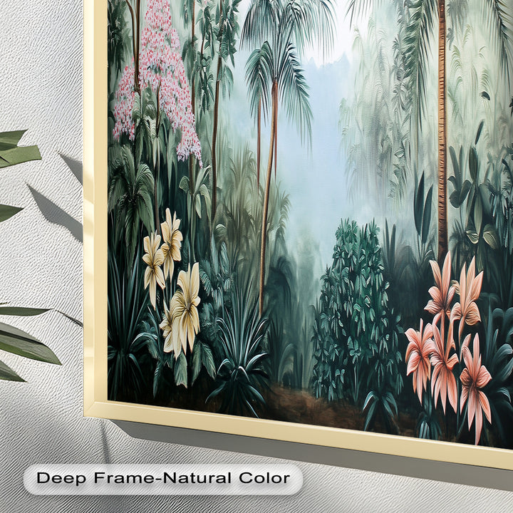 Floral Tropics Oasis – Palm Tree Oil Painting