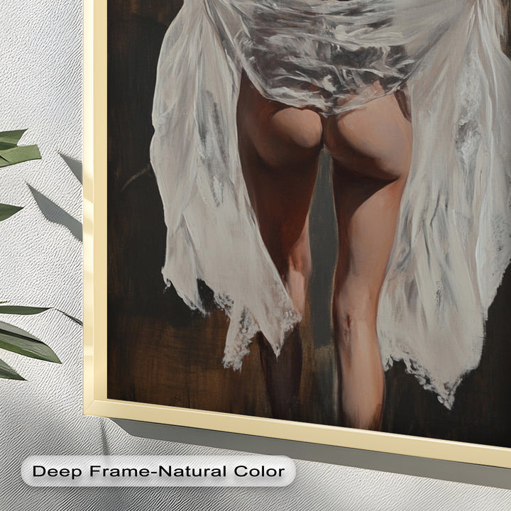 Soft Steps in Lace – Romantic Figurative Nude Oil Painting