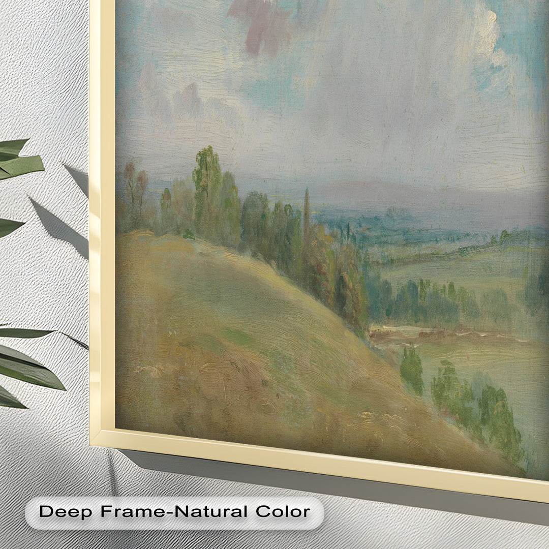 Vintage Landscape Framed Art – Rolling Hills Oil Painting