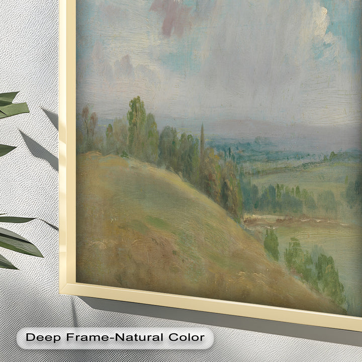 Vintage Landscape Framed Art – Rolling Hills Oil Painting