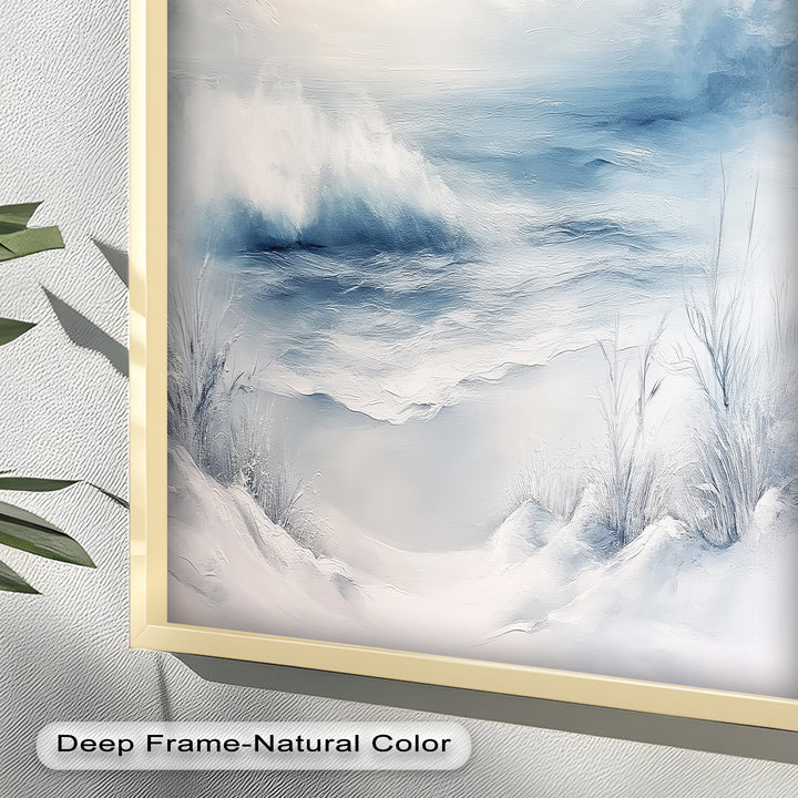 Coastal Wall Art - Snowy Beach Seascape Oil Painting