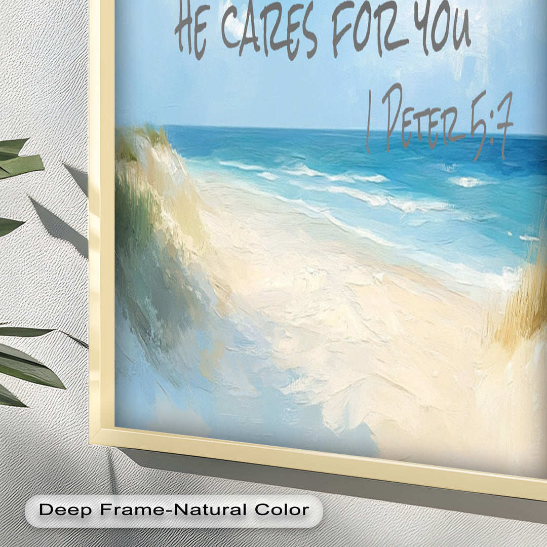 1 Peter 5:7 – Cast Your Anxiety Bible Verse Oil Painting