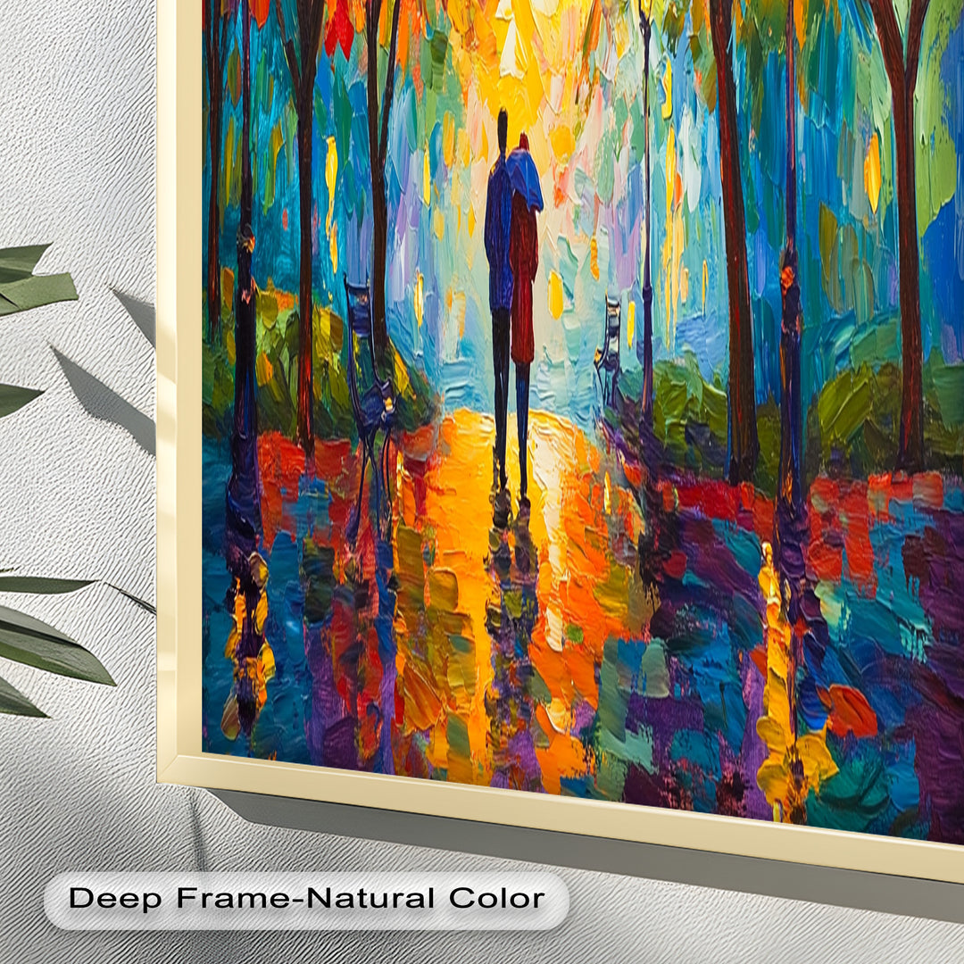 Autumn Radiance – Lovers Under the Colorful Canopy Love Oil Painting