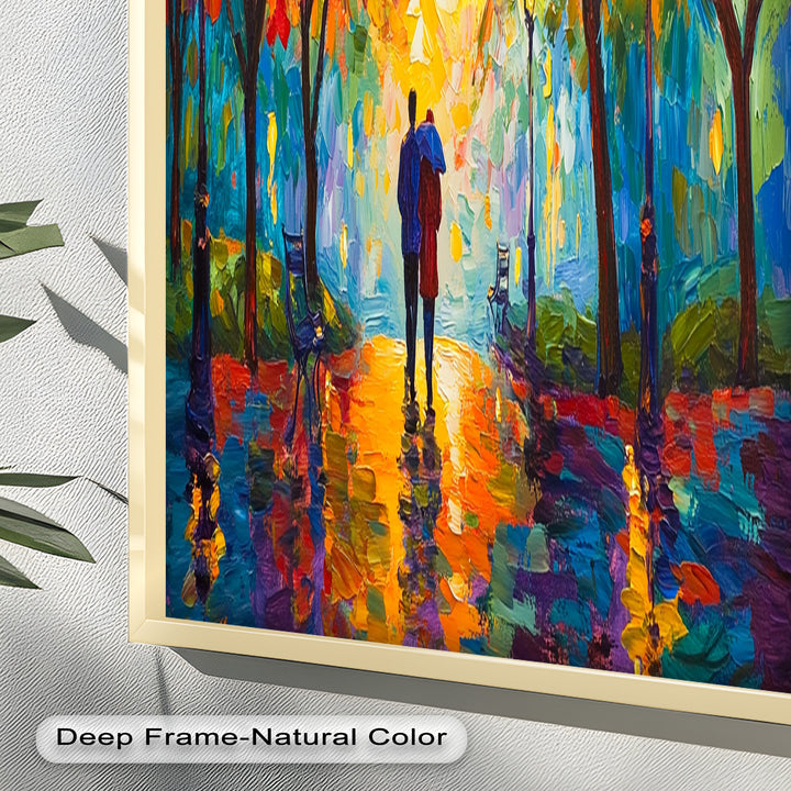 Autumn Radiance – Lovers Under the Colorful Canopy Love Oil Painting