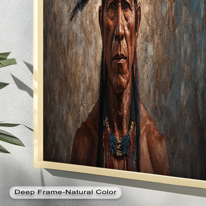 Echo of the Ancestors – Native Warrior Portrait Oil Painting