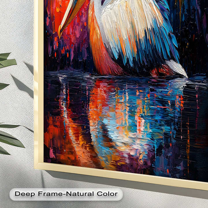Sunset Pelican on Water – Animal Oil Painting