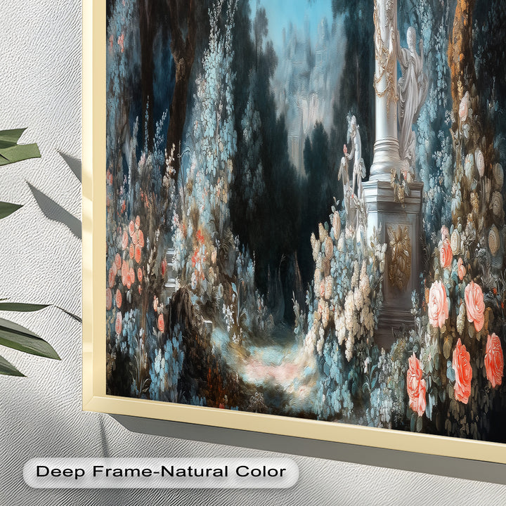 Moonlit Garden with Classical Column – Romantic Rococo Oil Painting