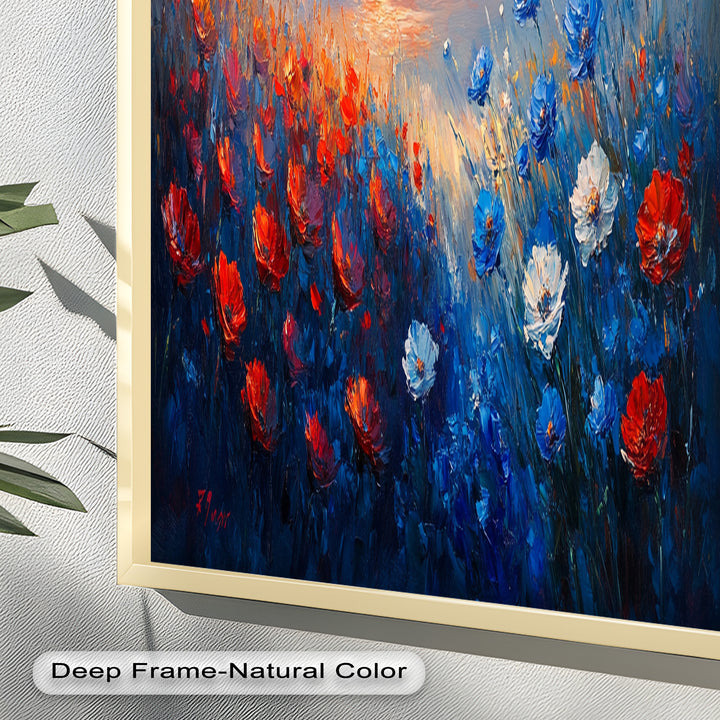 Wildflower Sunset Symphony – Colorful Horizon Flower Oil Painting