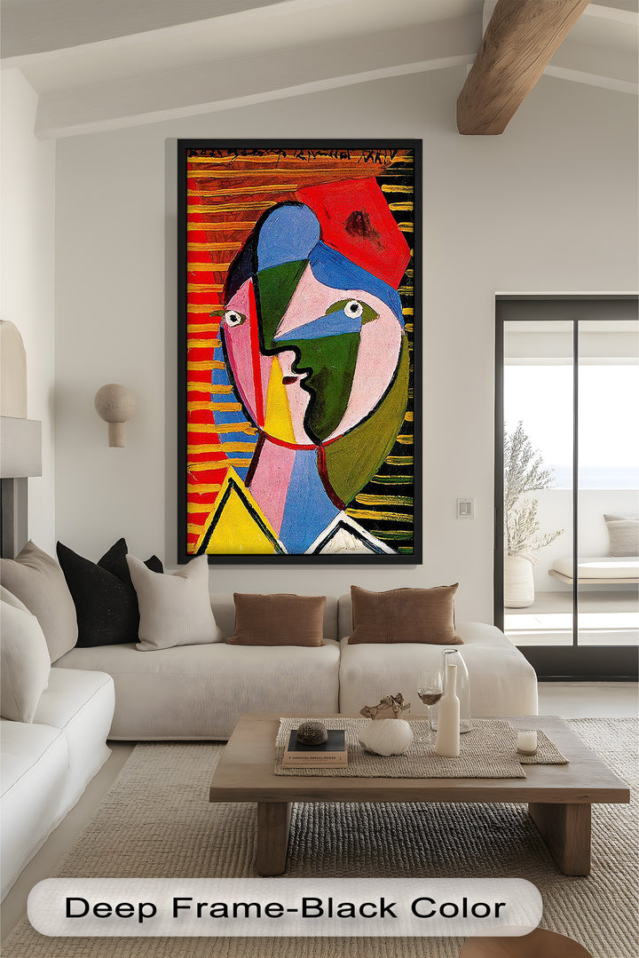 Vibrant Abstract Face – Cubist Oil Painting