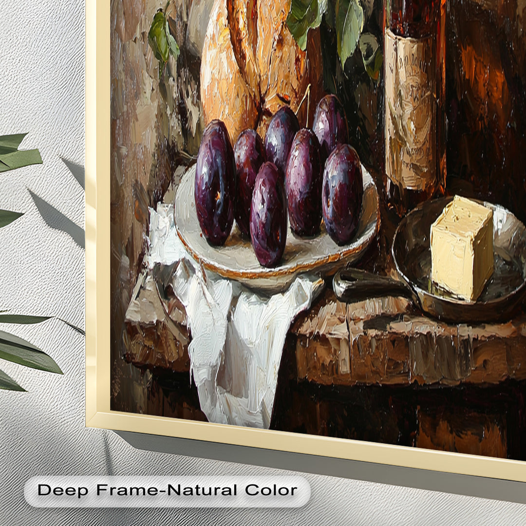 Farmhouse Kitchen Plum & Bread – Still Life Oil Painting