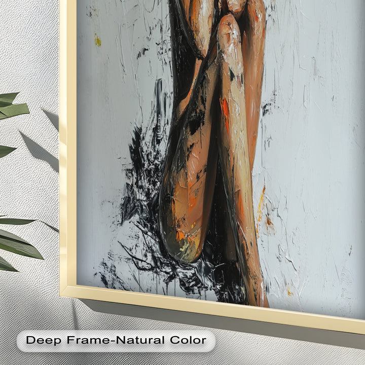 Poise in Silence – Textured Nude Figure Oil Painting