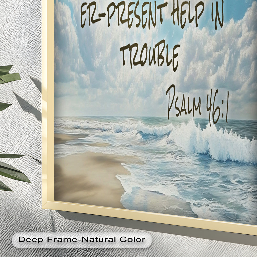 Psalm 46:1 – Refuge and Strength Bible Verse Oil Painting