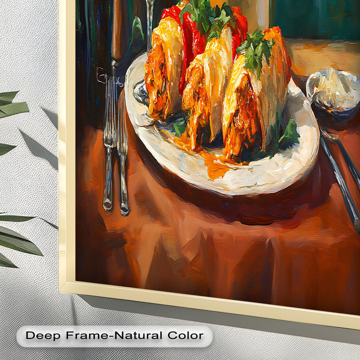 Gefüllte Paprika und Wein – Gourmet-Essszene Food Painting
