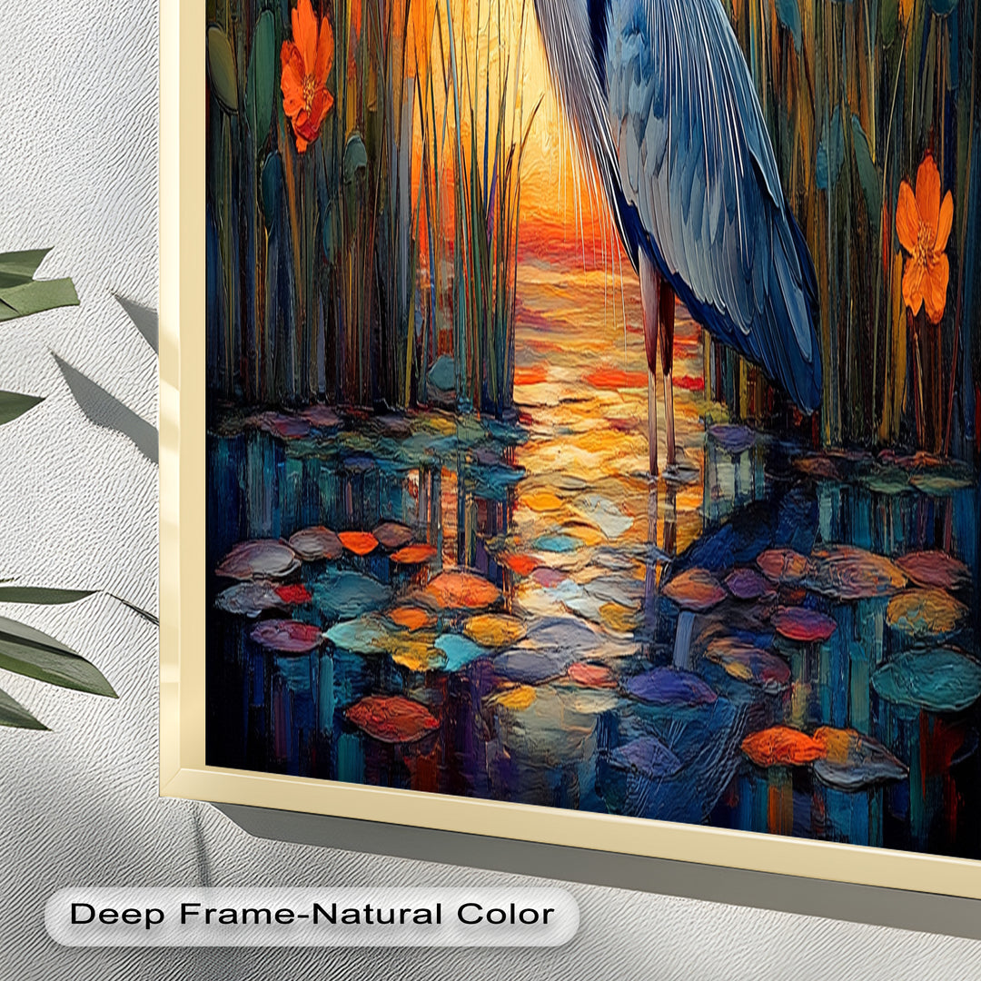 Heron at Sunset  – Animal Oil Painting