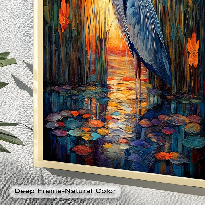 Heron at Sunset  – Animal Oil Painting