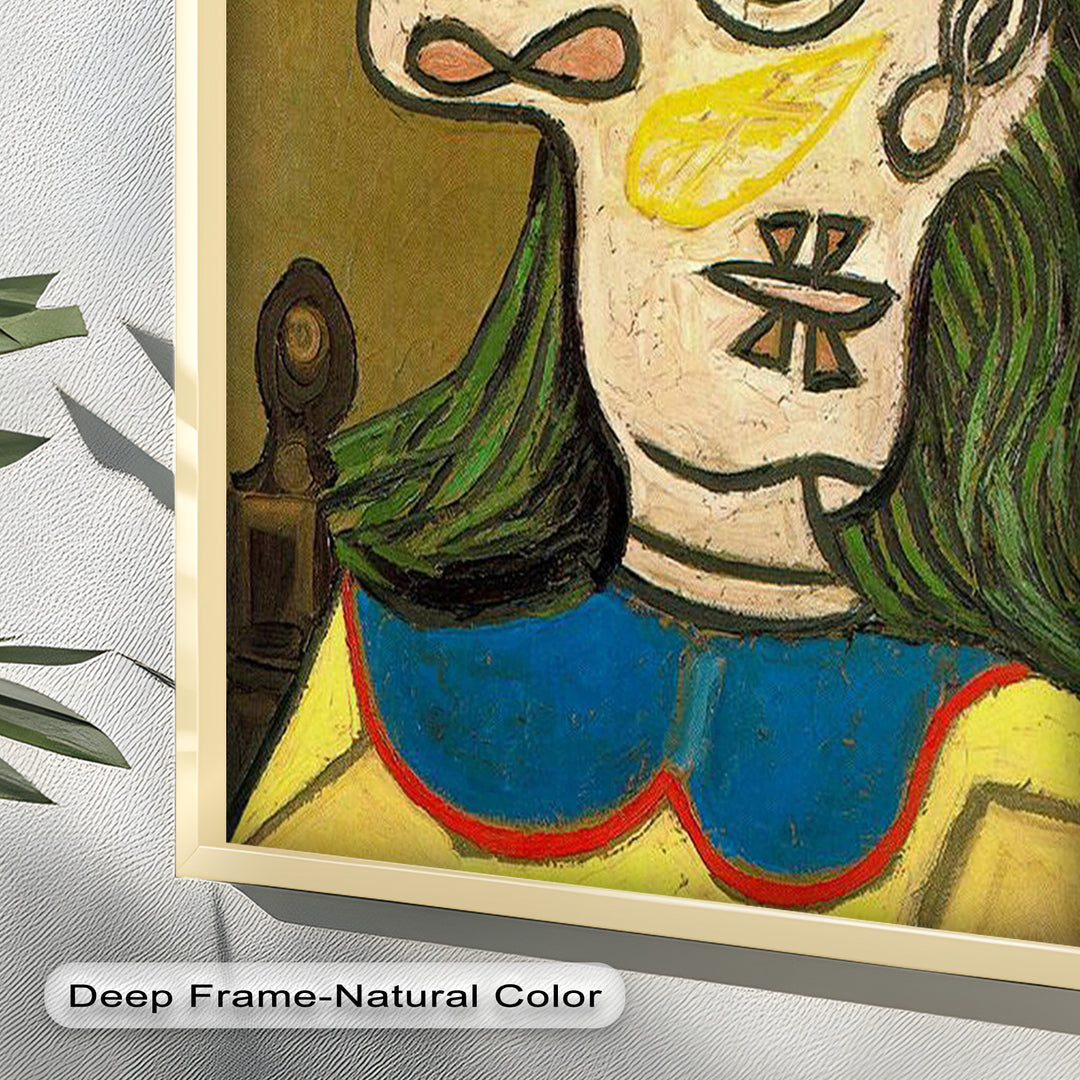 Whimsical Hat – Abstract Female Portrait with Flower Detail Picasso Oil Painting