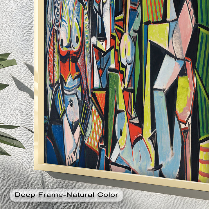 The Mirror Within – Bold Cubist Interior Picasso Oil Painting