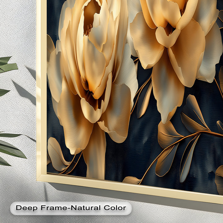 Golden Bloom Elegance – Flower Oil Painting