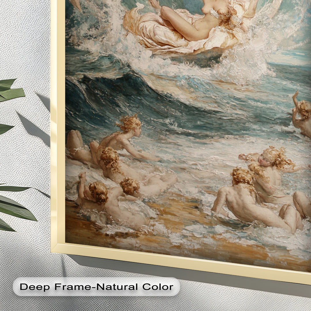 Birth of the Wave – Mythological Goddess and Cherubs Oil Painting