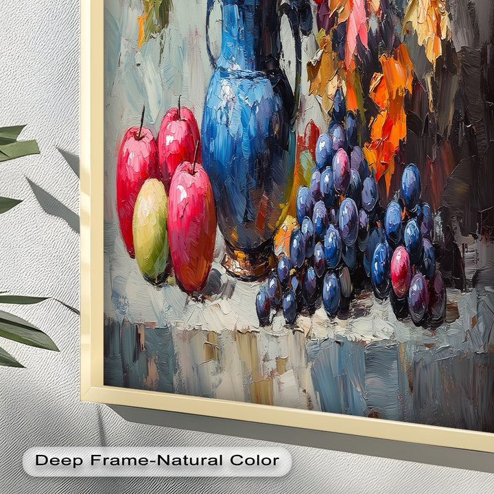 Fall Apple & Floral Still Life – Rustic Autumn Decor Oil Painting