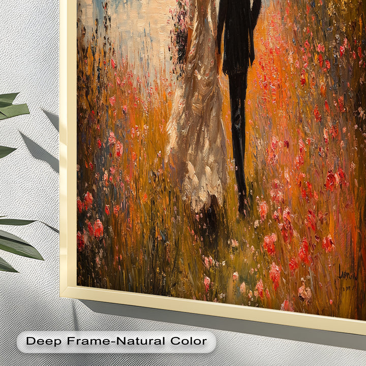 A Walk to Remember – Impressionist Couple in Blooming Field Oil Painting