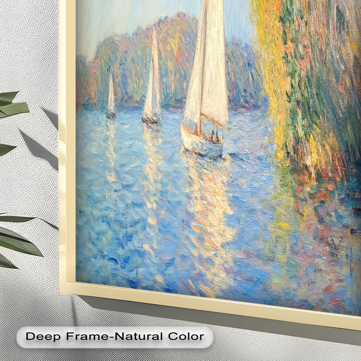 Tranquil Sails at Sunset – Impressionist Boat Scene Oil Painting