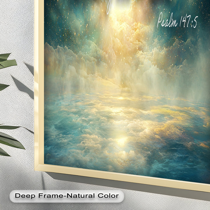 Psalm 147:5 – Mighty in Power Bible Verse Oil Painting