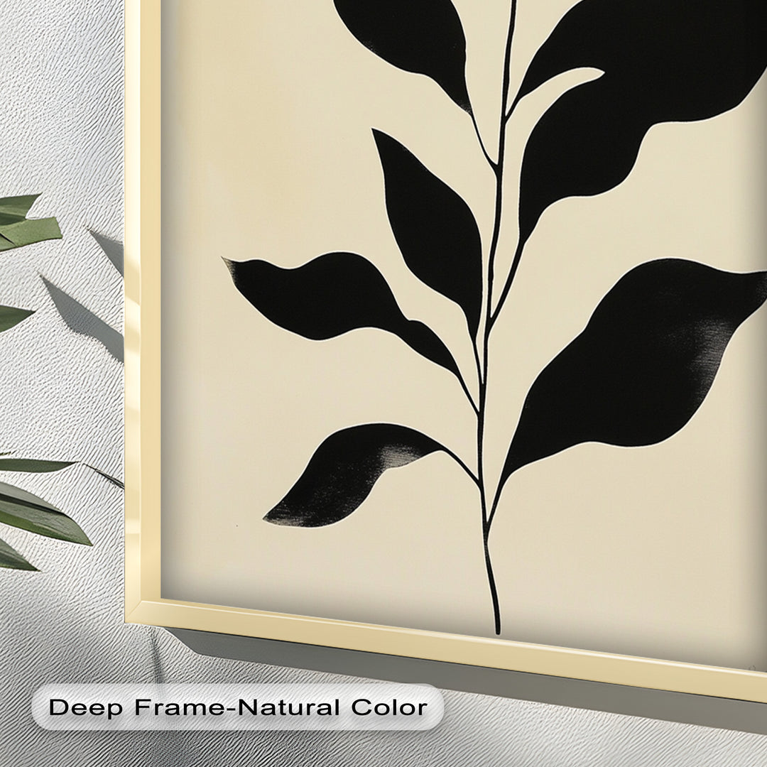 Black Botanical Minimalism – Monochrome Oil Painting