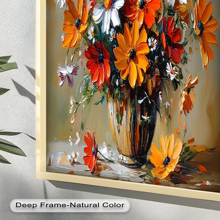 Orange & White Flowers – Botanical Oil Painting