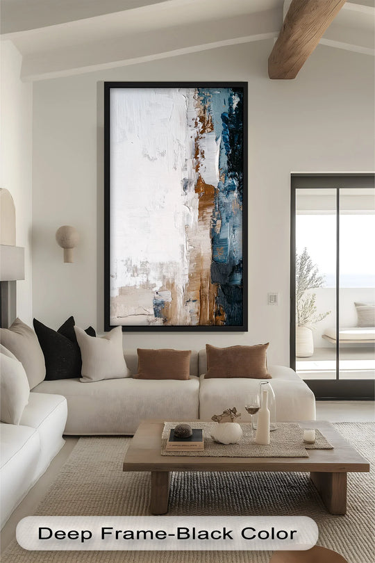 Subtle color saturation enhances the earthen tones of this modern abstract oil painting, offering a nuanced oil painting decoration for a sophisticated space.